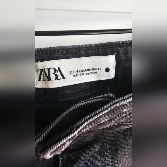 ZARA Skinny Black Grey Jeans Denim Stretching Slits size 10 - Picture 3 of 6
